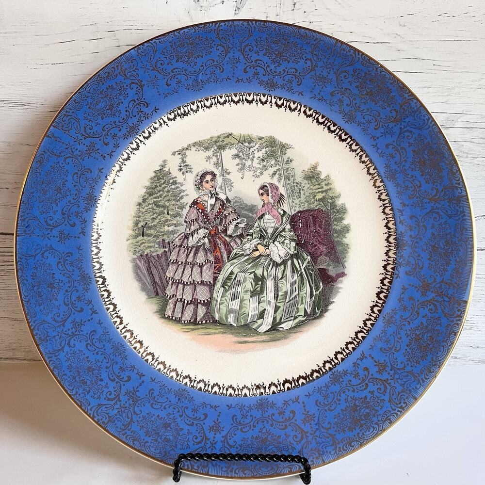 Vintage Century By Salem 23 Karat Gold Plate Blue With Godey’s Ladies